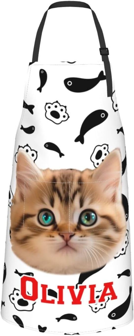Custom Face Apron for Men Women, Personalized Photo Apron with Pockets, Customized Kitchen Aprons