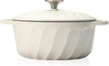 Enameled Cast Iron Dutch Oven with Lid, 3 QT Cast Iron Dutch Oven Pot, Heavy Duty Cast Iron Pot for Bread Baking, Cook, Bake, Oven Safe across All Cooktops (White,3 QT)