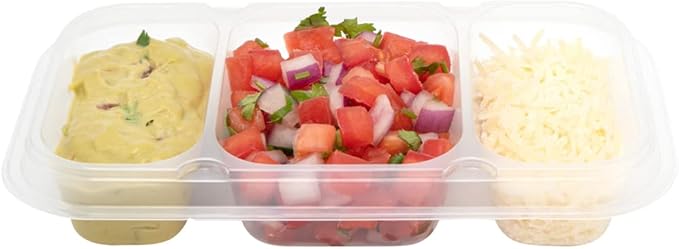 Restaurantware TRAYS ONLY: Futura 15.2 Ounce Trays For Containers, 100 Microwavable Trays For 24, 34, & 44 Ounce Containers - Containers Sold Separately, 3 Compartments, Clear Plastic Food Trays