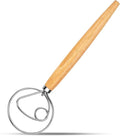 Danish Dough Whisk Stainless Steel Hook Dutch Bread Mixer for Sourdough Baking Hand Tool with Wooden Handle Making Blending Pastry Pizza Dough