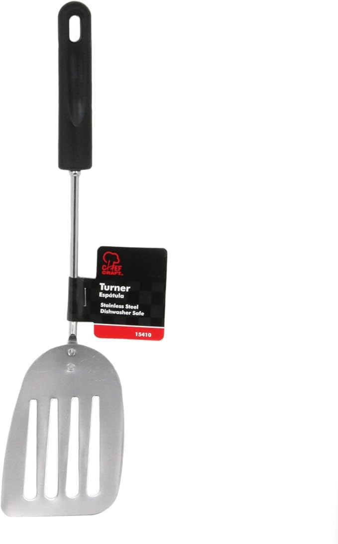 Chef Craft Basic Stainless Steel Turner/Spatula, 13.75 inch, Black