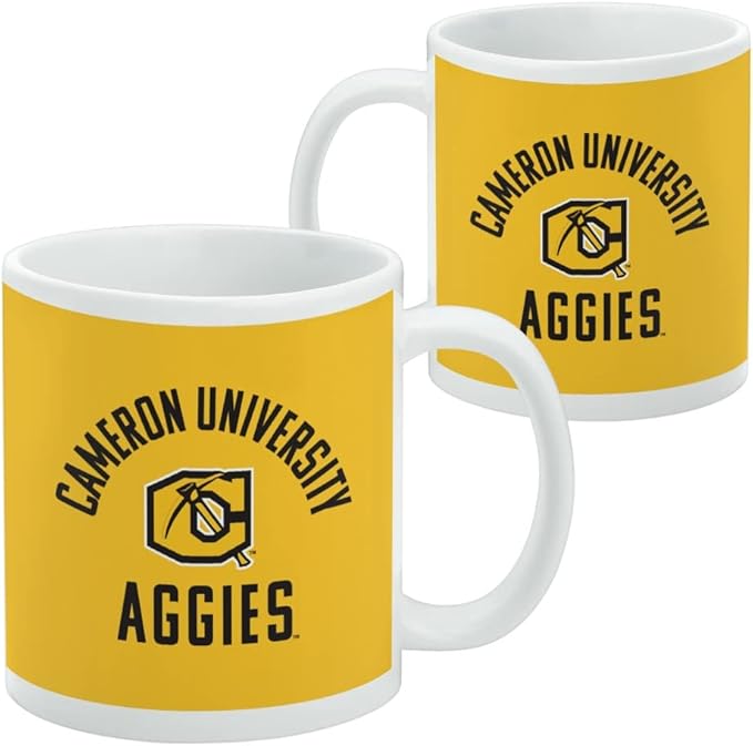 Cameron University Aggies Logo Ceramic Coffee Mug, Novelty Gift Mugs for Coffee, Tea and Hot Drinks, 11oz, White