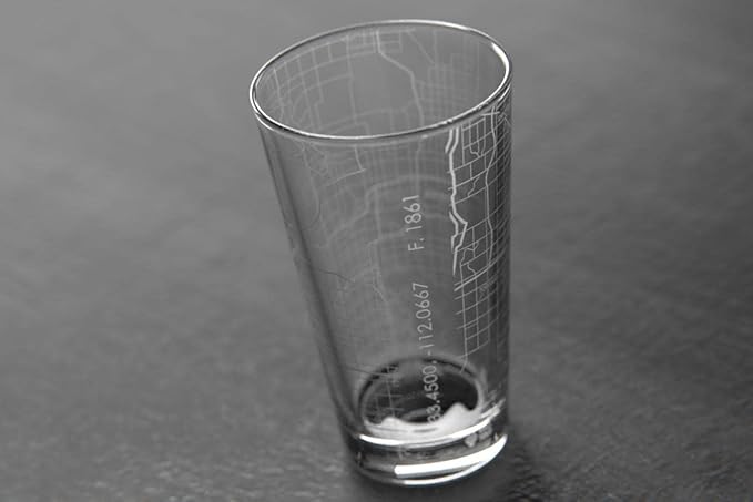 Well Told Engraved Phoenix Arizona Map Pint Glass, Etched Beer Gift (16 oz, Clear) City Map Pint, Custom City Glassware, Gifts For Beer Lovers