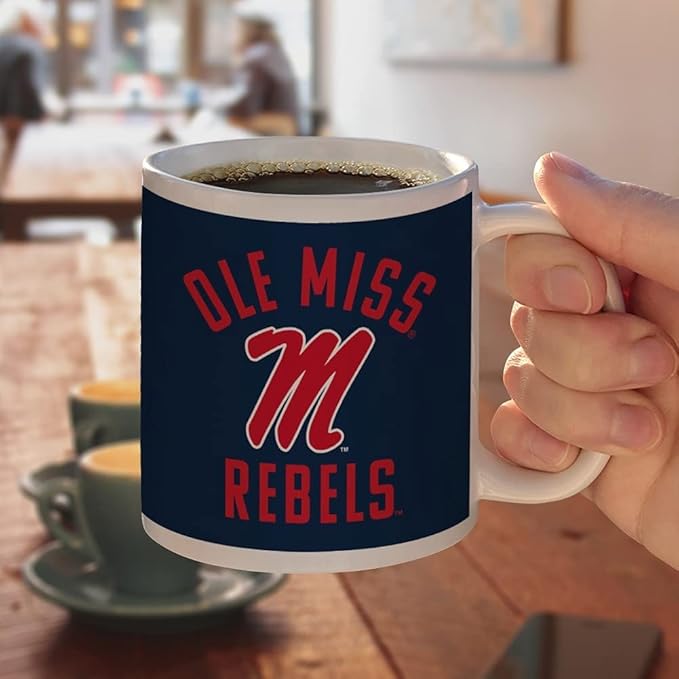 University of Mississippi Rebels Ceramic Coffee Mug, Novelty Gift Mugs for Coffee, Tea and Hot Drinks, 11oz, White
