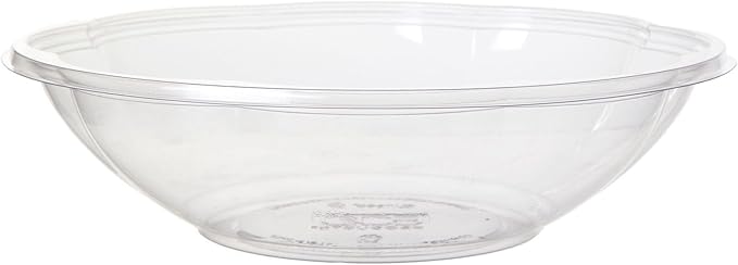 ECO PRODUCTS Compostable Clear PLA Plastic 48oz Squat Salad Bowl No Lid, Case of 300, Disposable Round To Go Food Containers, Lids Sold Separately, Renewable PLA Material Made from Plants, ASTM, BPI