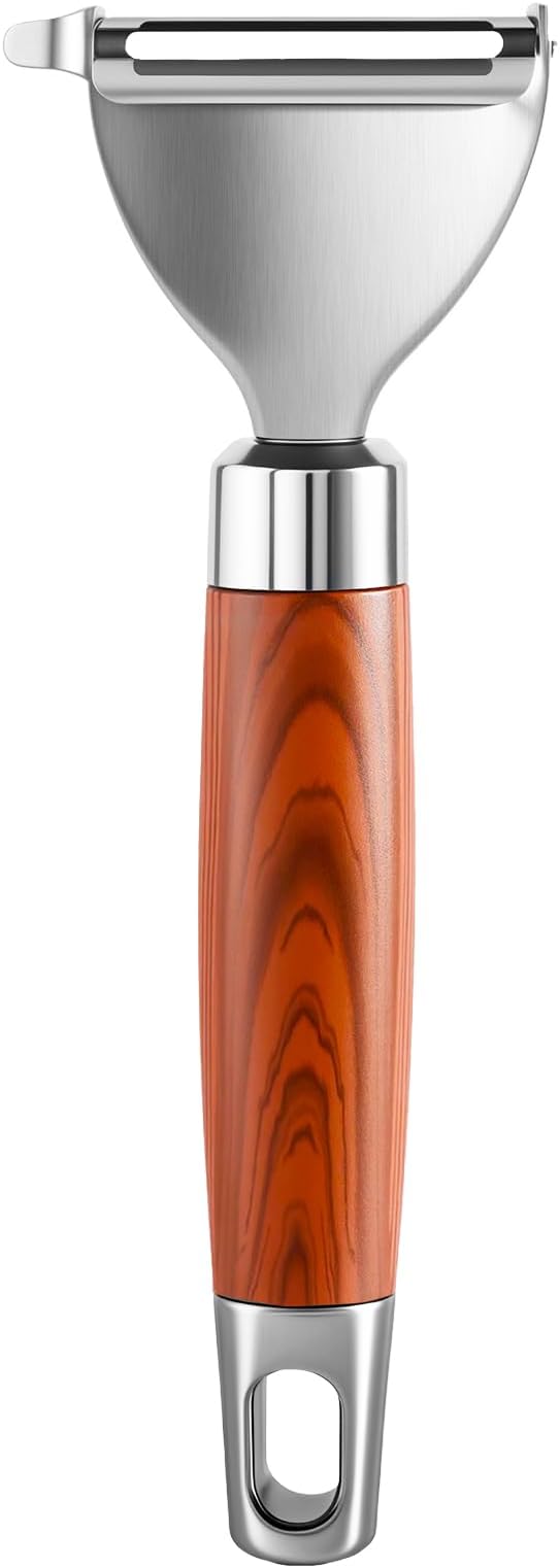 Y-Shaped Vegetable Peeler with Non-Slip Wood Grain Handle, Ergonomic Stainless Steel Potato & Fruit Peeler for Effortless Peeling - Professional Kitchen Peeler