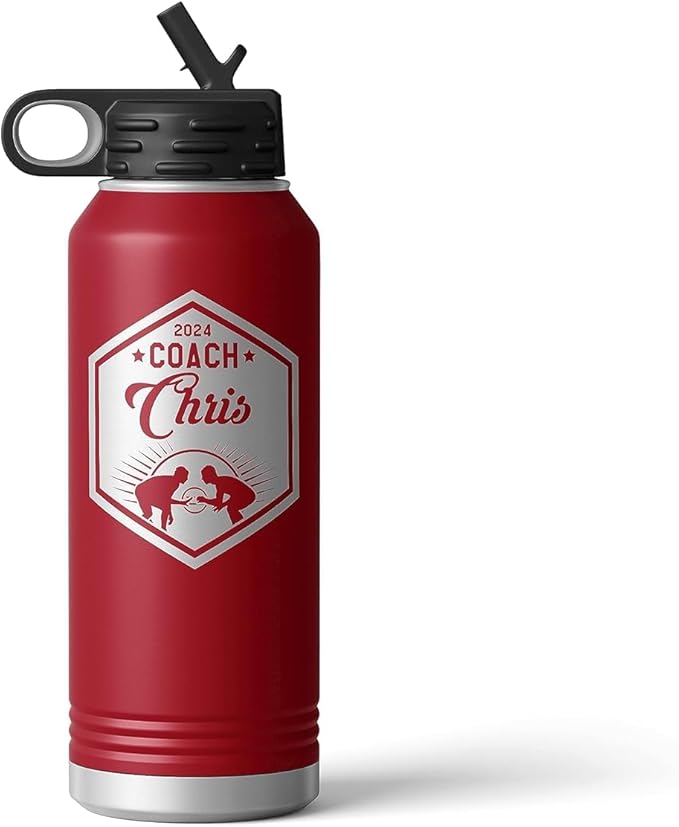 Wrestling Coach gifts, Tumbler, Coach tumbler, Wrestling gifts, Coach Beer glass, Coach gift, Coach gifts, Wrestling Coach (Wrestling Hexagon, Maroon, 32oz Water Bottle)