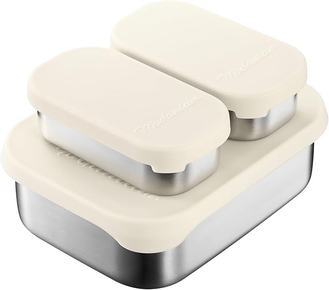 Leak proof Stainless Steel Lunch Box| Stainless Steel bento box | Sandwich, snack pack, Lunch Containers| |Steel Tupperware | Meal prep| Metal lunch box|Small| 1 * 27oz+ 2 * 6.5 OZ