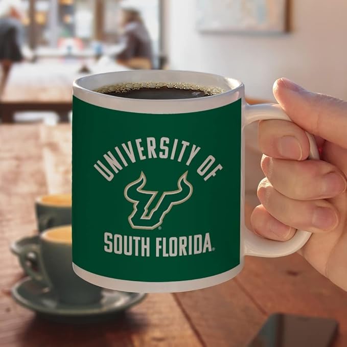 University of South Florida Bulls Logo Ceramic Coffee Mug, Novelty Gift Mugs for Coffee, Tea and Hot Drinks, 11oz, White