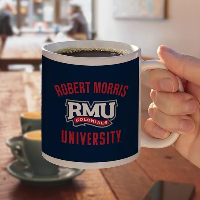 Robert Morris University Colonials Logo Ceramic Coffee Mug, Novelty Gift Mugs for Coffee, Tea and Hot Drinks, 11oz, White