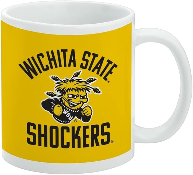 Wichita State Shocker Ceramic Coffee Mug, Novelty Gift Mugs for Coffee, Tea and Hot Drinks, 11oz, White