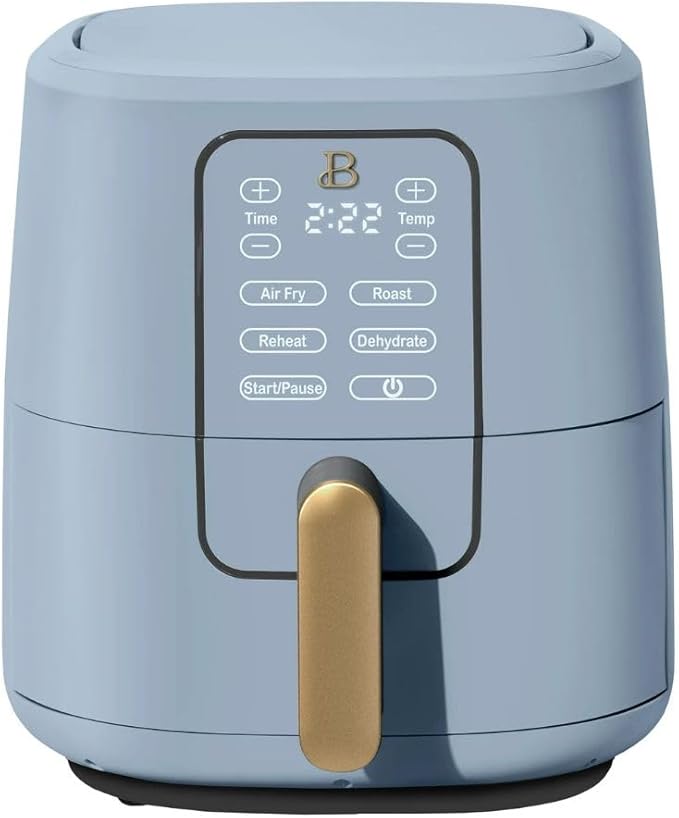 Beautiful by Drew Barrymore 6-Quart Digital Air Fryer, TurboCrisp Technology, Touch-Activated Display, 1750W, 90–400°F, Dishwasher-Safe Basket (CORNFLOWER BLUE)