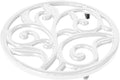 JOGREFUL Cast Iron Trivet Mats, Kitchen Pot Holders to Portect Table/Countertops, Heat Resistant Mats for Teapot/Hot Dishers/Plates, Vintage Mats with Weighted-Base, Vine Pattern, White
