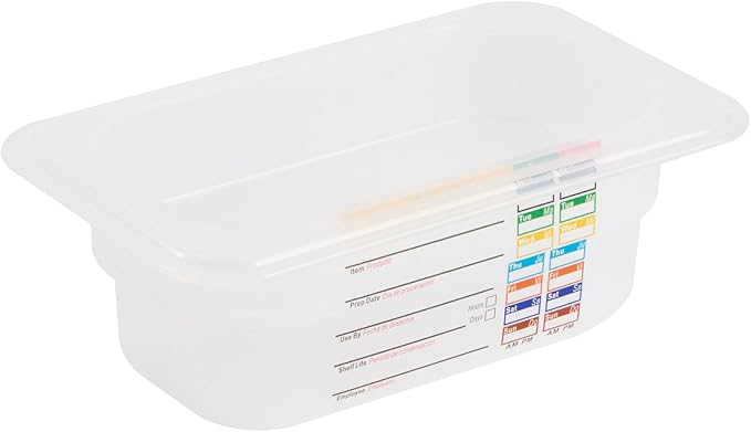 Restaurantware Food Pans Pack of 10 Plastic Rectangle Food Containers 1/9 Size with Traceability Label, Storage Containers Dishwashable Hot Cold Friendly for Restaurants Buffet Commercial Use
