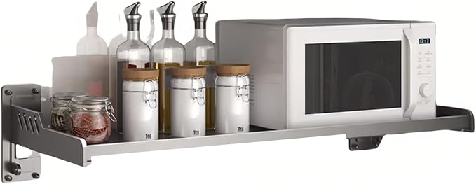 Wall-Mounted Kitchen Organizer – Microwave Spice Rack, Heavy-Duty & Easy Setup (Small)