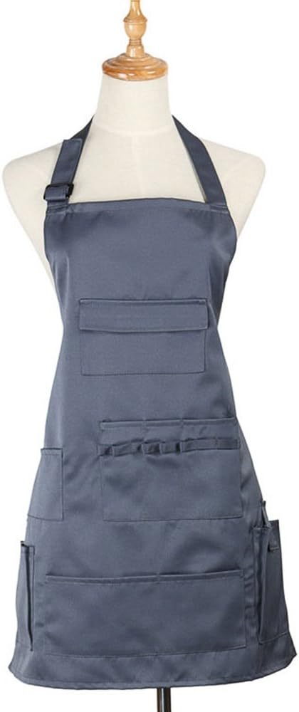 boshiho Painting Aprons Barber Apron with Pockets for Women/Men/Unisex, Utility or Work Apron (Gray)