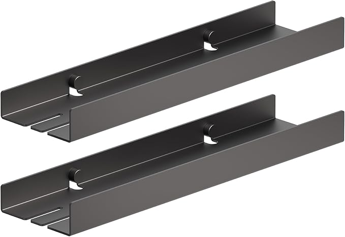 Epock 16" Floating Shelf for Wall Metal Heavy Duty Wall Mounted Shelf Screw-in with Anti Fall Lip,Rust-Proof for Bathroom, Kitchen, Living Room, Bedroom-Matt Black 2 Pack