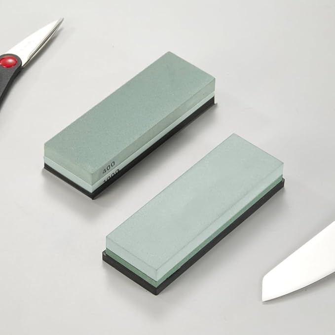 YKLP Knife Sharpening Stone,Whetstone Set Kitchen Knife Sharpener Stone 2 Side 180/320 Grit,Wet Stones for Sharpening Chisel Blades, Knives, Scissor Blades with Non-slip Rubber Base and Angle Guide