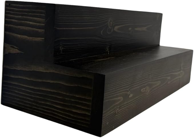 Tiered Bottle Shelf | 2 Tier Liquor Bottle Display | Bar Organization | Display Shelf | Wine Shelf | Bar Display | Kitchen Counter Shelf (24", Black)