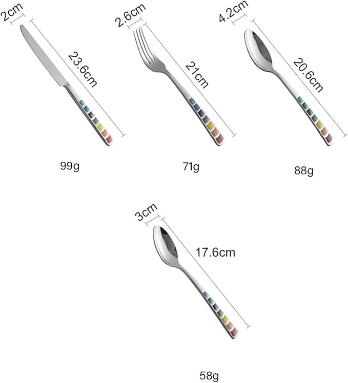 Unique Colorful Silverware Set for 6, Modern Stainless Steel Flatware Cutlery Tableware Utensil Set Knives Forks Spoons,Dinnerware Sets for Christmas Party Kitchen Wedding 24-piece