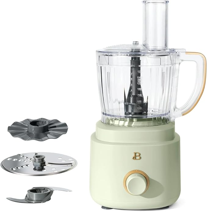 Beautiful 10‑Cup Food Processor ‑ 500 W, Variable Speed, Twist‑Lock, Dishwasher‑Safe Parts, Included Accessories (Sage Green)