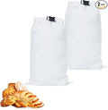 2 Pcs 100% Linen Bread Bags for Homemade Bread 13 x 19.6 Inches Reusable Sourdough Bread Storage Bag with Zipper (White)