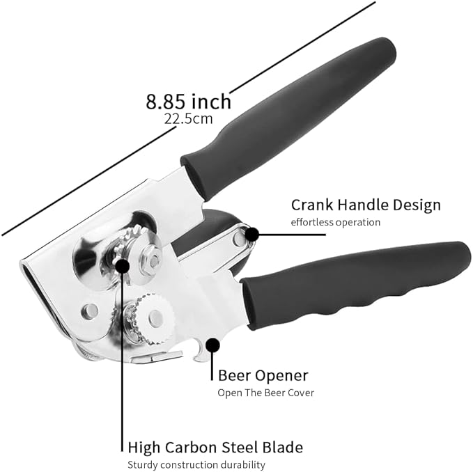 Smooth Edge Safety Cutter Manual Can Opener with Commercial Comfortable Crank Handle Heavy Duty Can Opener-Easy to Use (Heavy Duty Can Open)