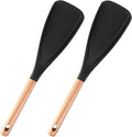 Cedar and Ash Spoonula,Multifunction Spatula Cooking Spoon,Non stick Flat Serving Spoons, Heat Resistant Kitchen Cucharras for Mixing, Stiring, Scooping, Scraping, Basting (2 Black)