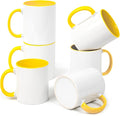 11oz White Ceramic Sublimation Coffee Mug With Solid Colors Inside and Handle(36, Yellow)