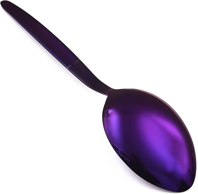 Kunz Purple Spoon | 18/10 Stainless Steel Titanium Shiny Basting Spoon | 9 Inches Plating Daily Chef Quenelle Serving Spoons