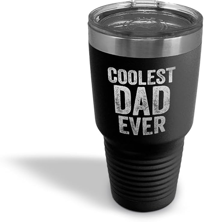 Tumblera Tumblers Travel Mugs Coolest Dad Ever C Family & Friends Dad Insulated Drinkware Personalized Tumbler Cups Coffee Tumbler Engraved Stainless-Steel 30 Oz Black Design Only