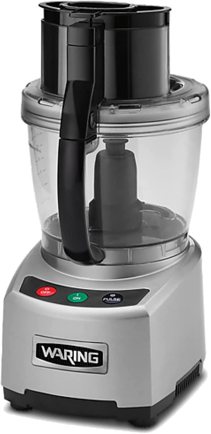 Waring Commercial WFP16S 4 Quart Food Processor, 2 HP Motor, Extra Large Feed Tube, Patented LiquiLock Seal Bowl System, Includes Shredding, Slicing, Whipping Disc and a Standard S blade for Chopping, Pureeing, and Emulsyfying, 120V 5-15 Phase Plug