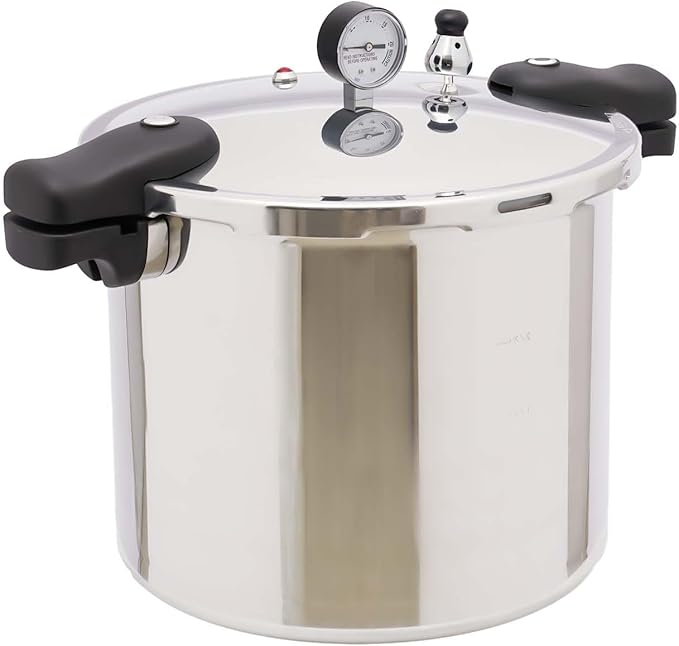 Pressure Canner and Cooker with Pressure Gauge Cookware Pots and Pans Aluminum Pressure Canner Built-in Pressure Gauge w/Rack for Gas Stoves/Big Canning Jobs, Silver
