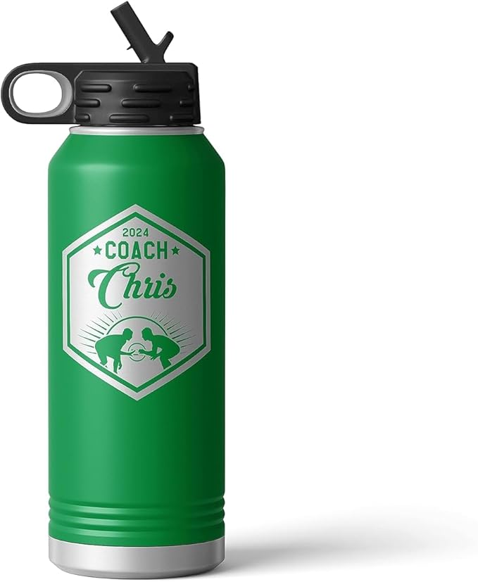 Wrestling Coach gifts, Tumbler, Coach tumbler, Wrestling gifts, Coach Beer glass, Coach gift, Coach gifts, Wrestling Coach (Wrestling Hexagon, Green, 32oz Water Bottle)