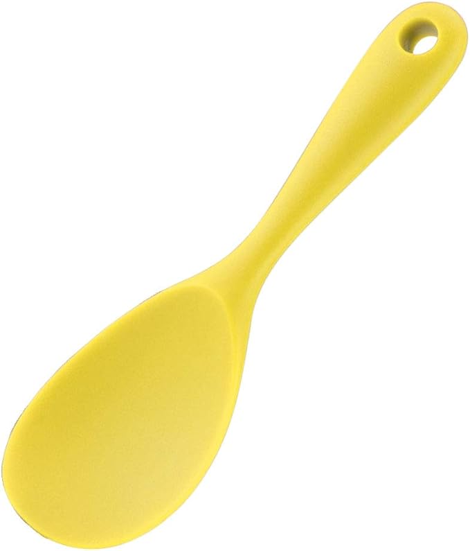 uxcell Silicone Soup Ladle Spoon 8.7 Inch Heat Resistant to 450°F One Piece Design Restaurant Kitchen Cooking Utensil for Serving Soup Yellow