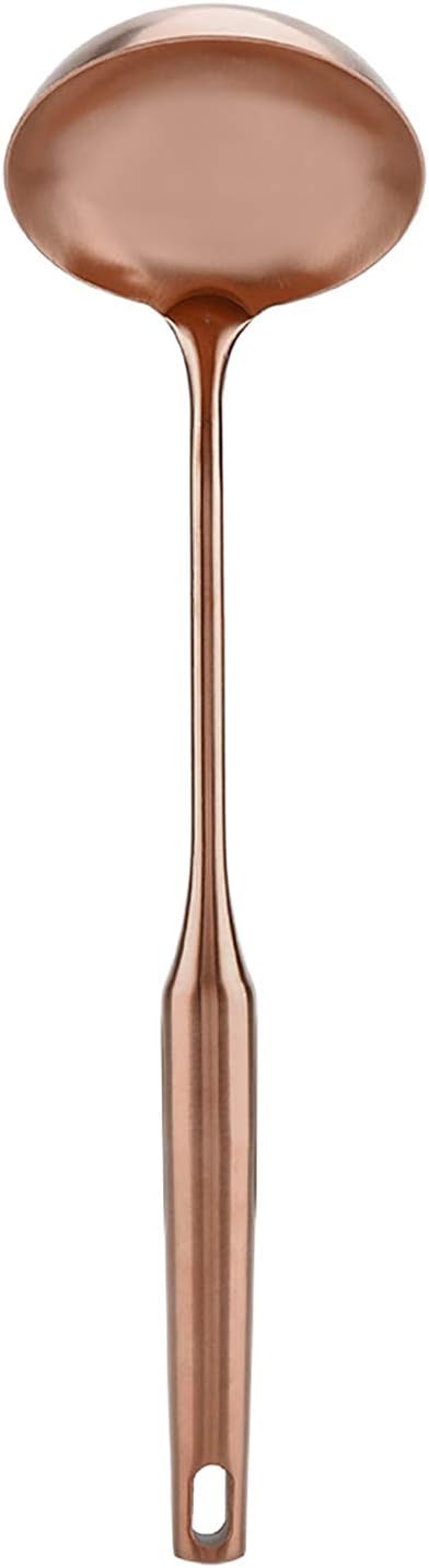 Stainless Steel Kitchen Ladle, Rose Gold Soup Spoon Turner, Heat-Resistant Handle, Large Cooking Utensil