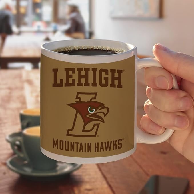Lehigh University Mountain Hawks Logo Ceramic Coffee Mug, Novelty Gift Mugs for Coffee, Tea and Hot Drinks, 11oz, White