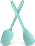 600ºF Heat Resistant Silicone Spoons: U-Taste Flexible Baking Spoon Spatula & Cooking Scoop Spoonula, Seamless Soft Kitchen Utensils for Serving, Scraping, Scooping in Non-Stick Cookware (Aqua Sky)