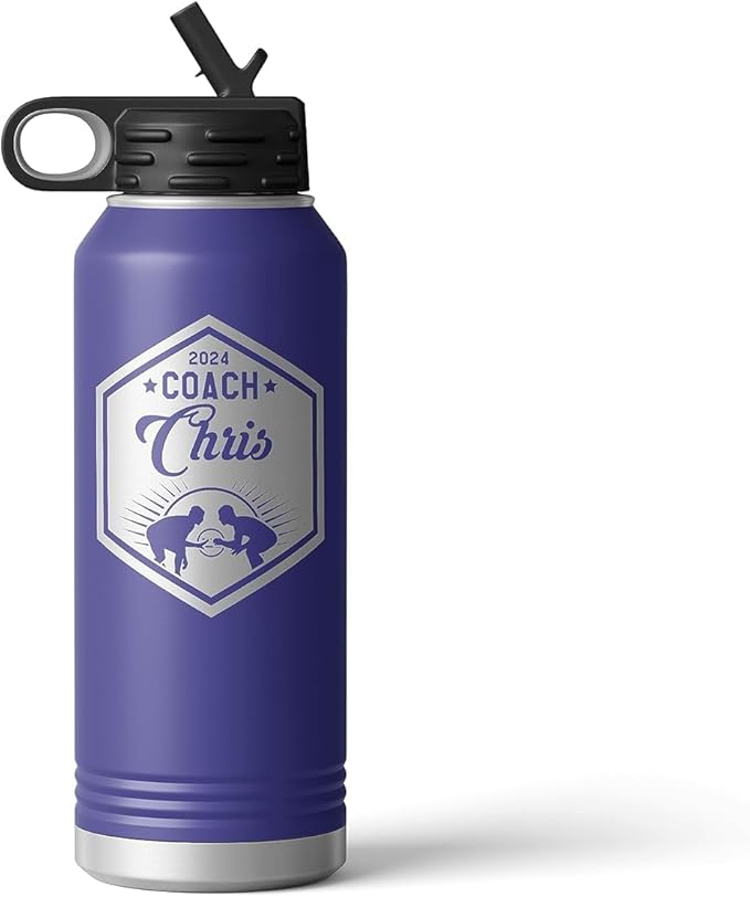 Wrestling Coach gifts, Tumbler, Coach tumbler, Wrestling gifts, Coach Beer glass, Coach gift, Coach gifts, Wrestling Coach (Wrestling Hexagon, Purple, 32oz Water Bottle)
