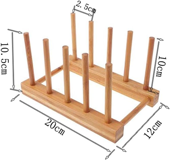 YWSHF 2 PCS Bamboo Wooden Dish Rack Dishes Drainboard Drying Drainer Storage Holder Stand Kitchen Cabinet Organizer for Dish/Plate/Bowl/Cup/Pot Lid/Book