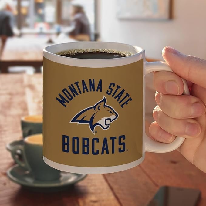 Montana State University Bobcats Ceramic Coffee Mug, Novelty Gift Mugs for Coffee, Tea and Hot Drinks, 11oz, White