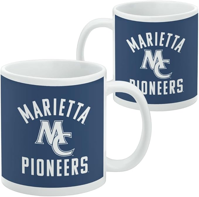 Marietta College Pioneers Logo Ceramic Coffee Mug, Novelty Gift Mugs for Coffee, Tea and Hot Drinks, 11oz, White