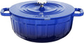 5 Quart Enameled Cast Iron Dutch Oven with Lid - round pot with lid – blue dutch oven - Enamel pot(Skydeep Blue)