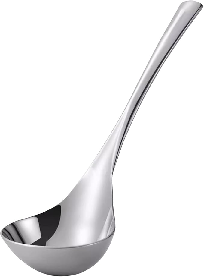 Small Ladle,Sauce,Gravy Soup Spoon 1 Pack Hollow handle SUS 304 Stainless Steel 8‘’ Ladle (Color:Silver).
