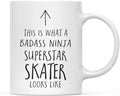 Andaz Press Funny 11oz. Ceramic Coffee Tea Mug Gift, This is What a Badass Ninja Superstar Skater Looks Like, 1-Pack