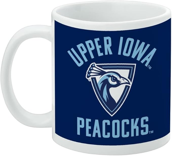 Upper Iowa University Peacocks Logo Ceramic Coffee Mug, Novelty Gift Mugs for Coffee, Tea and Hot Drinks, 11oz, White