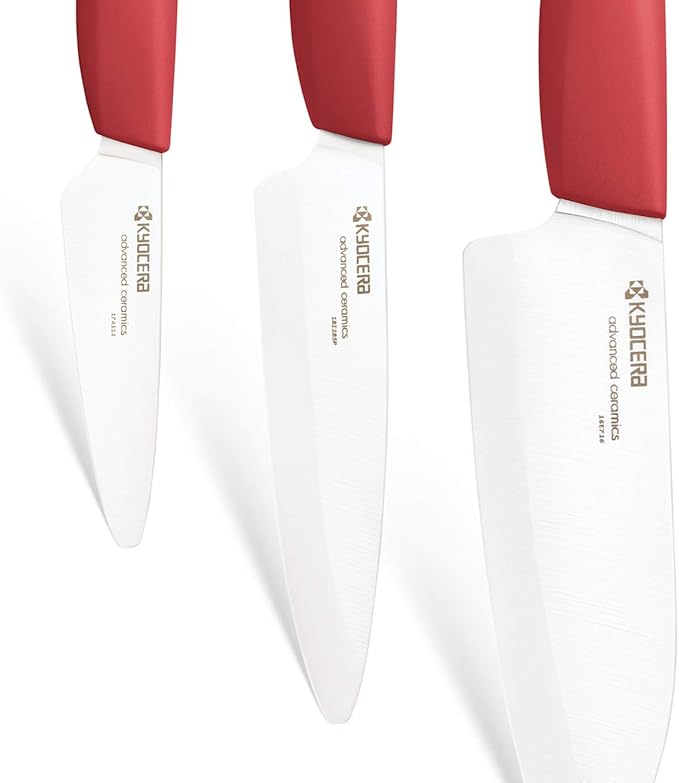 Kyocera 610446-FK-3PC-WHRD 3Piece Advanced Ceramic Revolution Series Knife Set, Blade Sizes: 5.5", 4.5", 3", Red