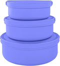Silicone Food Storage Containers Bowl, Set of 3 Reusable Silicone Bento Lunch Box Containers with Lids (17oz, 25oz, 42oz) Dishwasher, Microwave and Freezer Safe (Indigo)