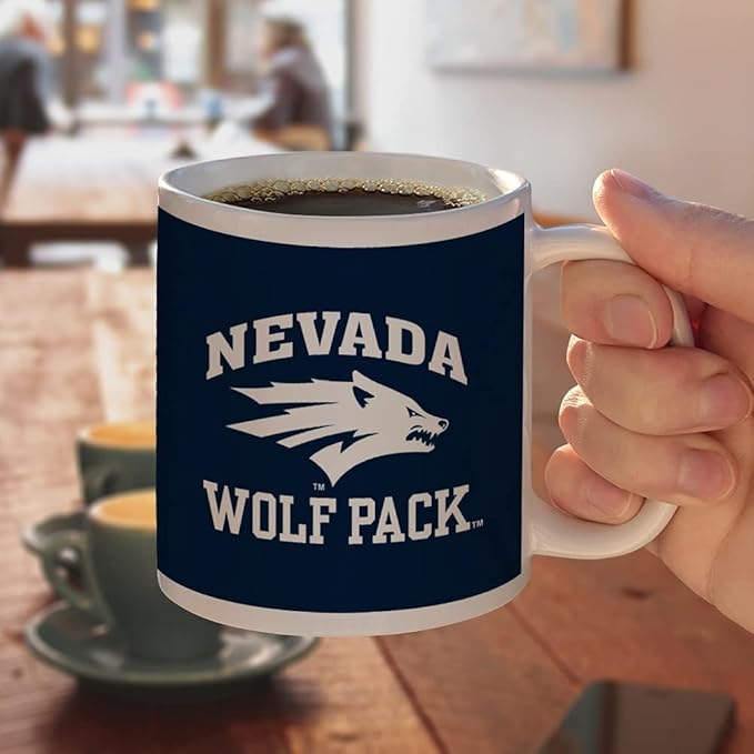 University of Nevada, Reno Wolf Pack Ceramic Coffee Mug, Novelty Gift Mugs for Coffee, Tea and Hot Drinks, 11oz, White