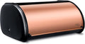 ENLOY Bread Box for Kitchen Countertop, Stainless Steel Bread Storage Bin for Kitchen with Roll Up Lid, Large Capacity Bread Keeper Holds Large Loaves of Bread (Rose Gold) 17 x 11 x 7 IN